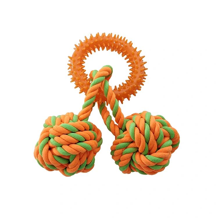 Spicky Ring Doppelkugel Seilspielzeug sicher für Welpen